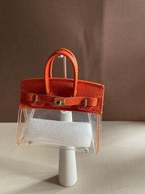 Source Unknown Orange Clear Top-Handle Mini Bag with Gold Hardware